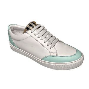 Burberry Low Top Nova Check Selma Lace Up Sneakers EU 37 Optic White Cool Mint